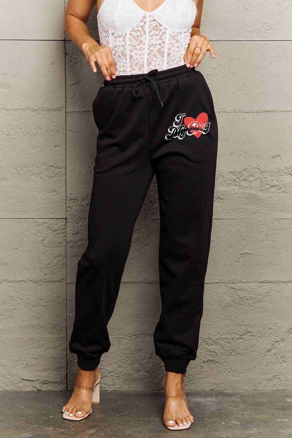 Simply Love Simply Love Full Size I LOVE MY DOG Graphic Joggers