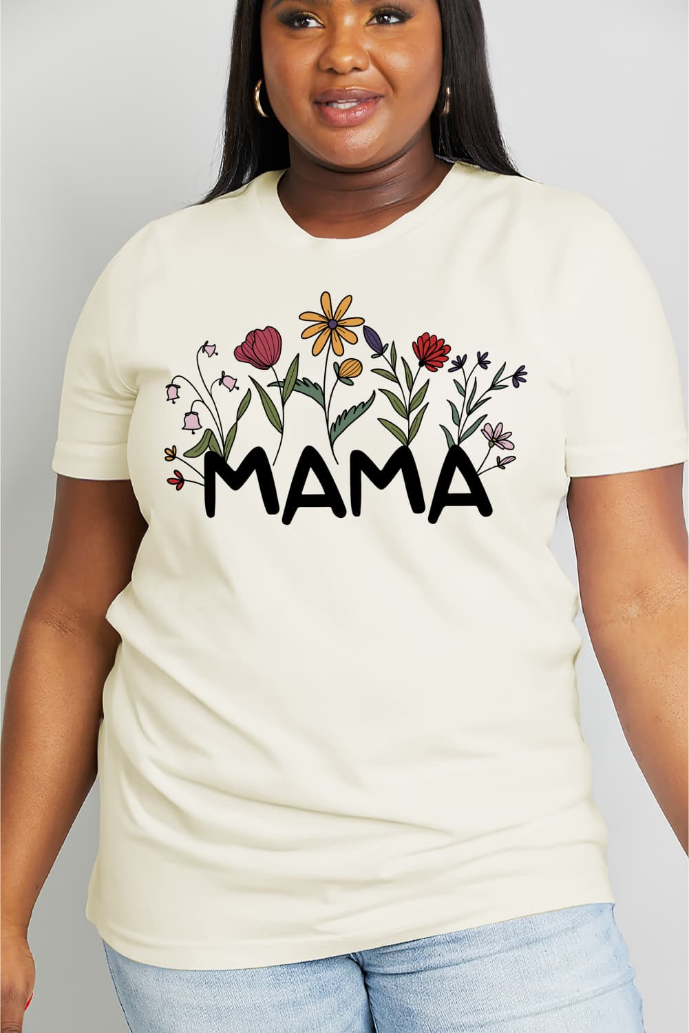 Simply Love Full Size MAMA Flower Graphic Cotton Tee