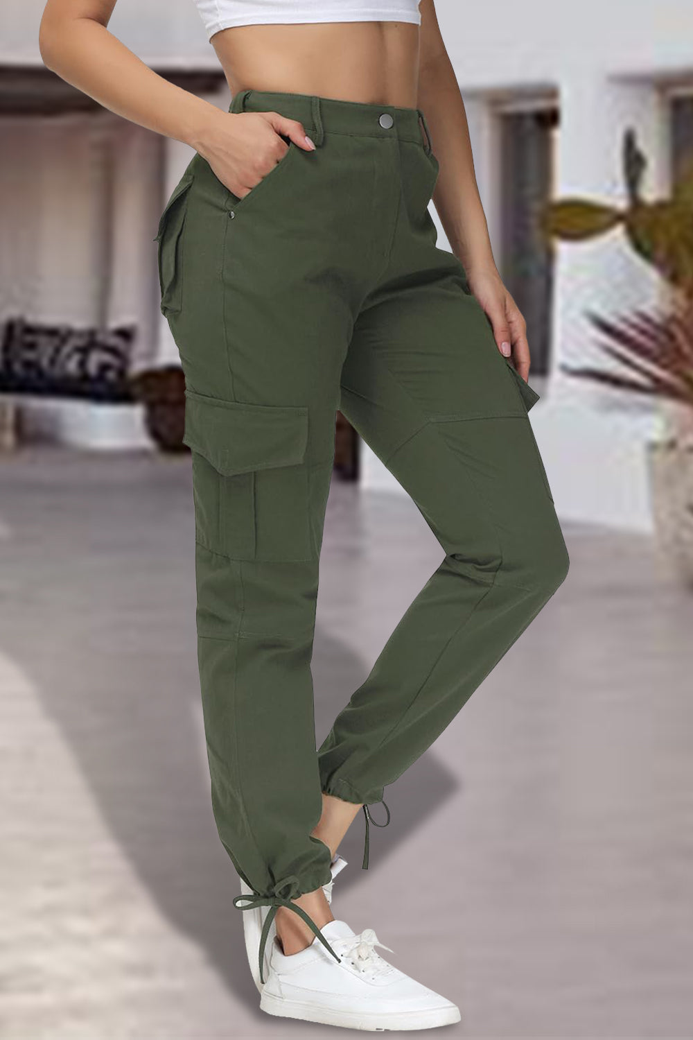 Full Size High Waist Pants with Pockets