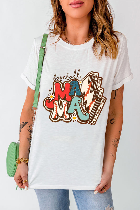 Letter Graphic Round Neck Short Sleeve T-Shirt