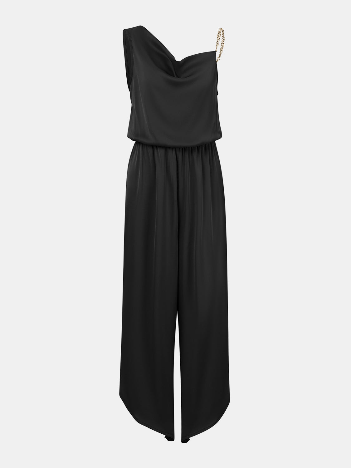 Chain Detail Asymmetrical Neck Jumpsuit