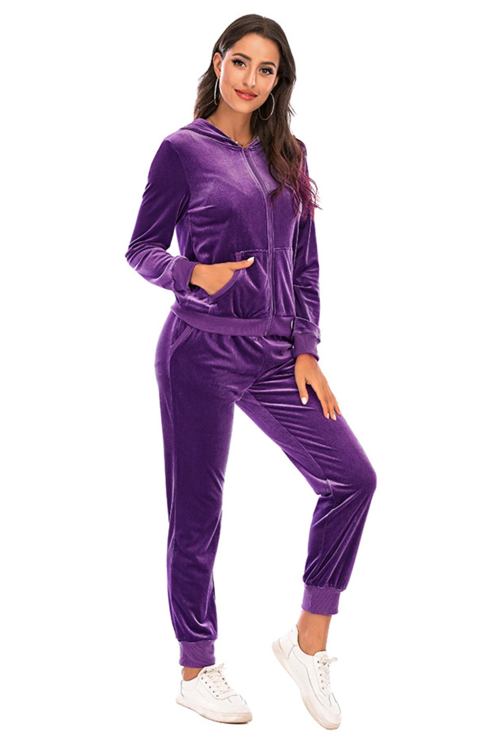 Zip-Up Hooded Jacket and Pants Set