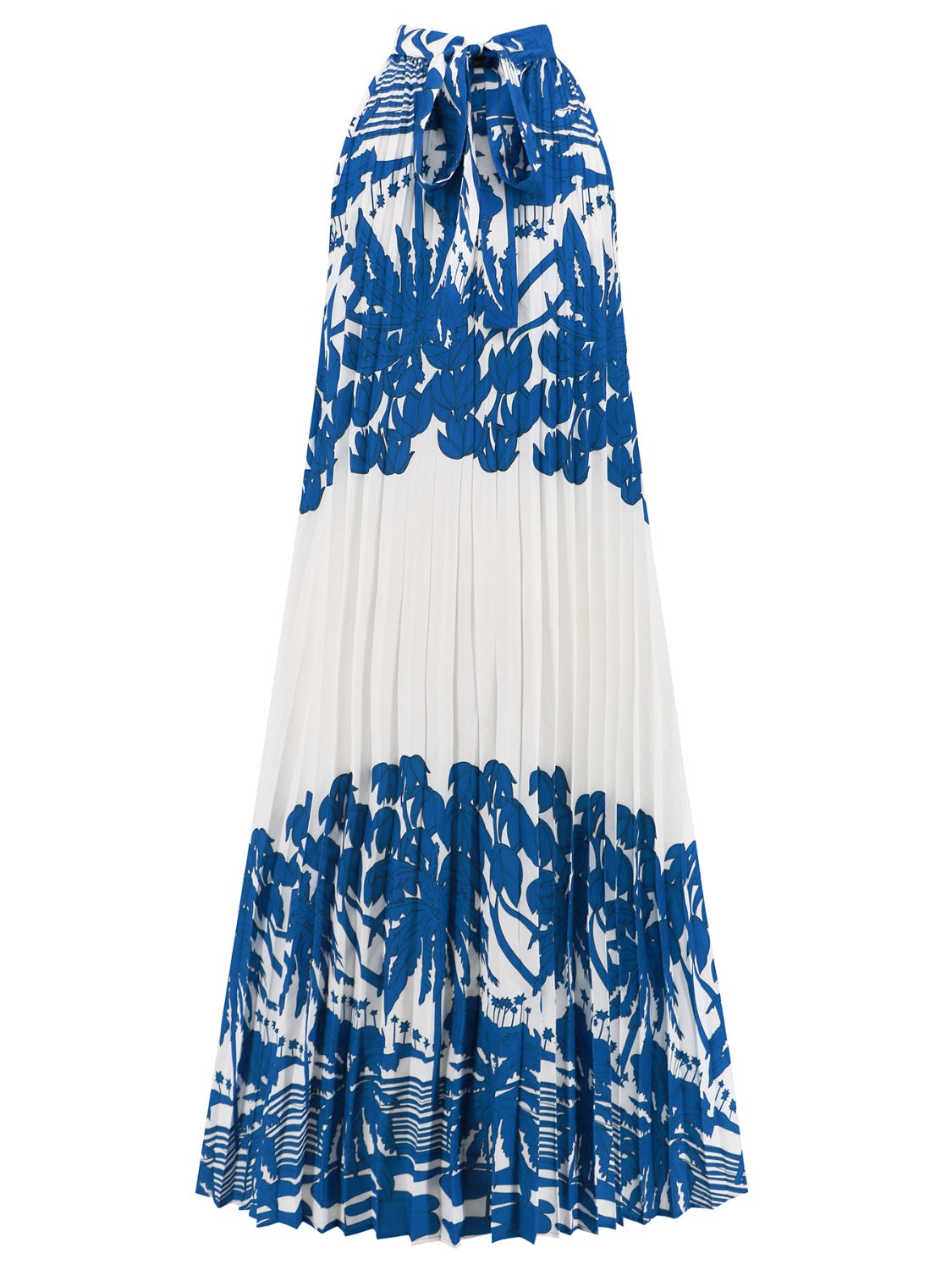 Tied Printed Sleeveless Midi Dress