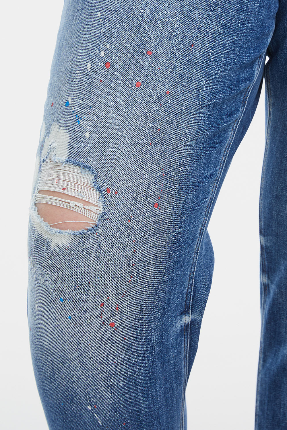 BAYEAS Full Size High Waist Distressed Paint Splatter Pattern Jeans