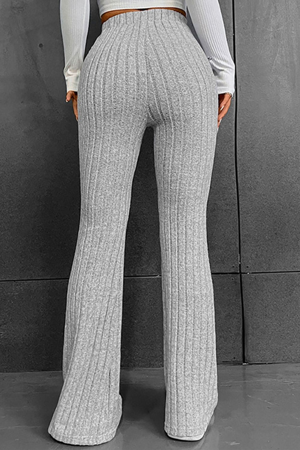 Ribbed High Waist Flare Bootcut Pants