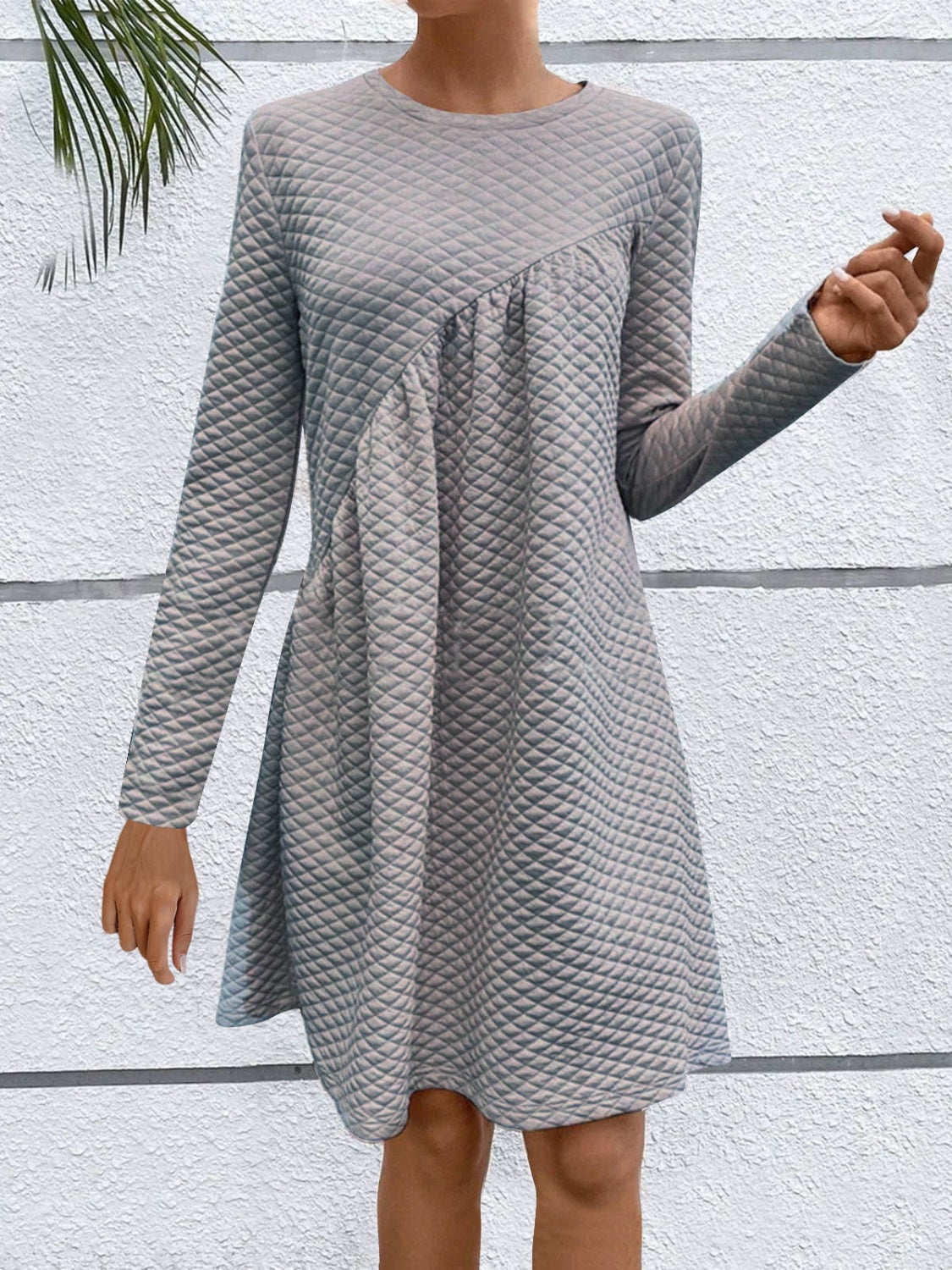 Full Size Round Neck Long Sleeve Dress