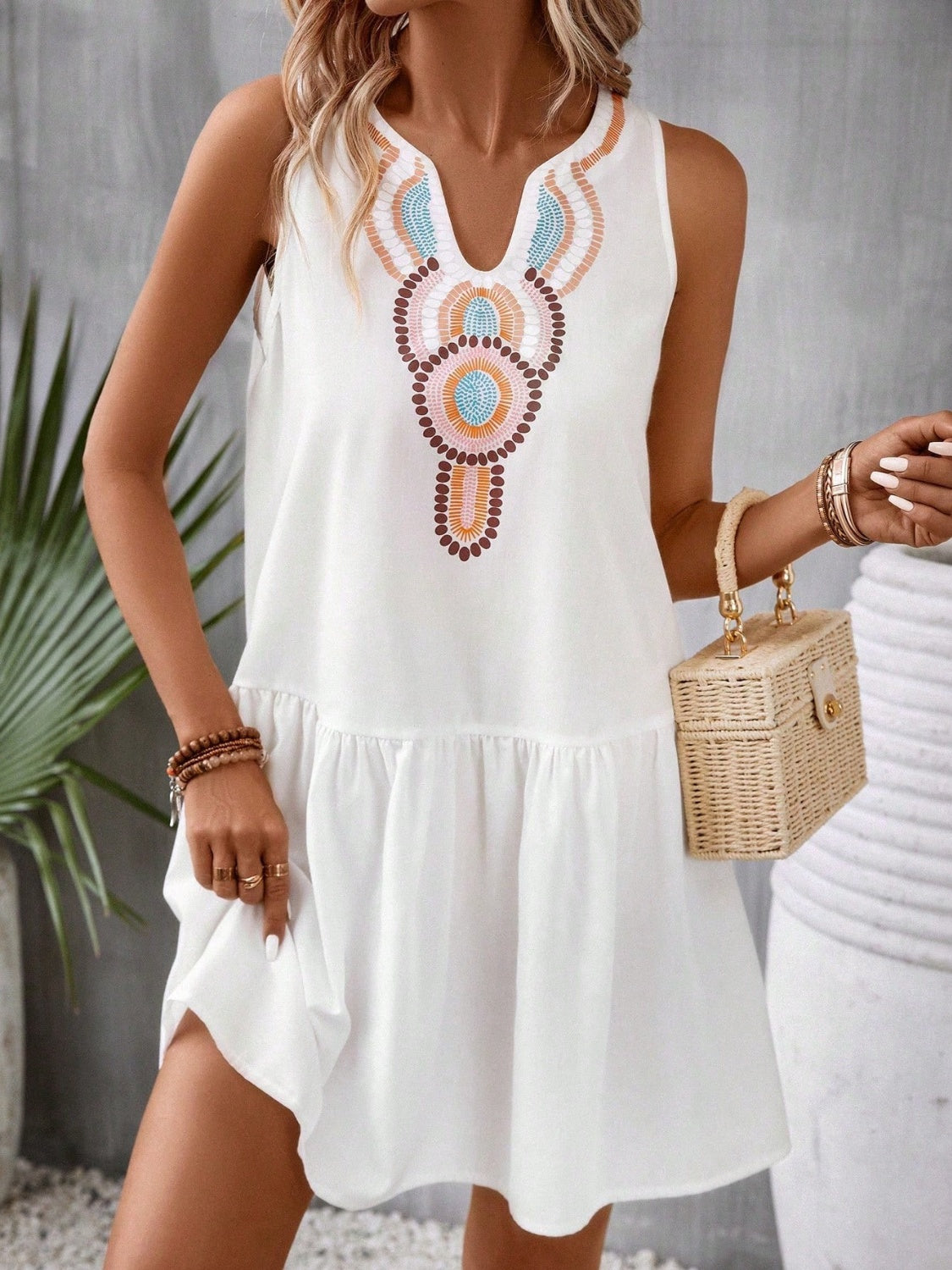 Printed Sleeveless Mini Dress