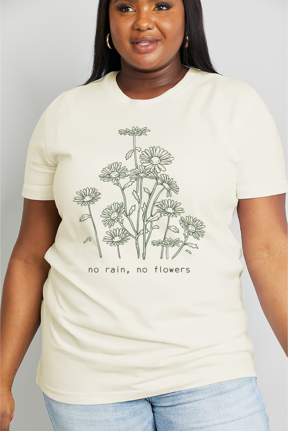 Simply Love Full Size NO RAIN NO FLOWERS Graphic Cotton Tee