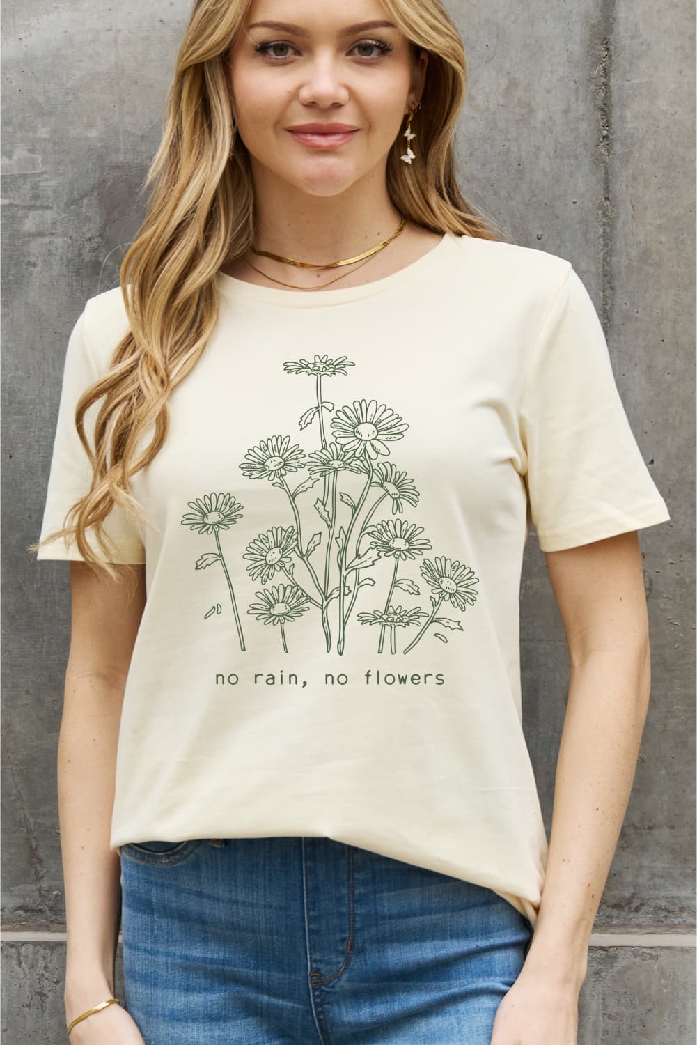 Simply Love Full Size NO RAIN NO FLOWERS Graphic Cotton Tee