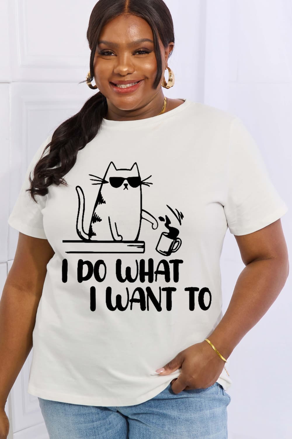 Simply Love Full Size I DO WHAT I WANT TO Graphic Cotton Tee