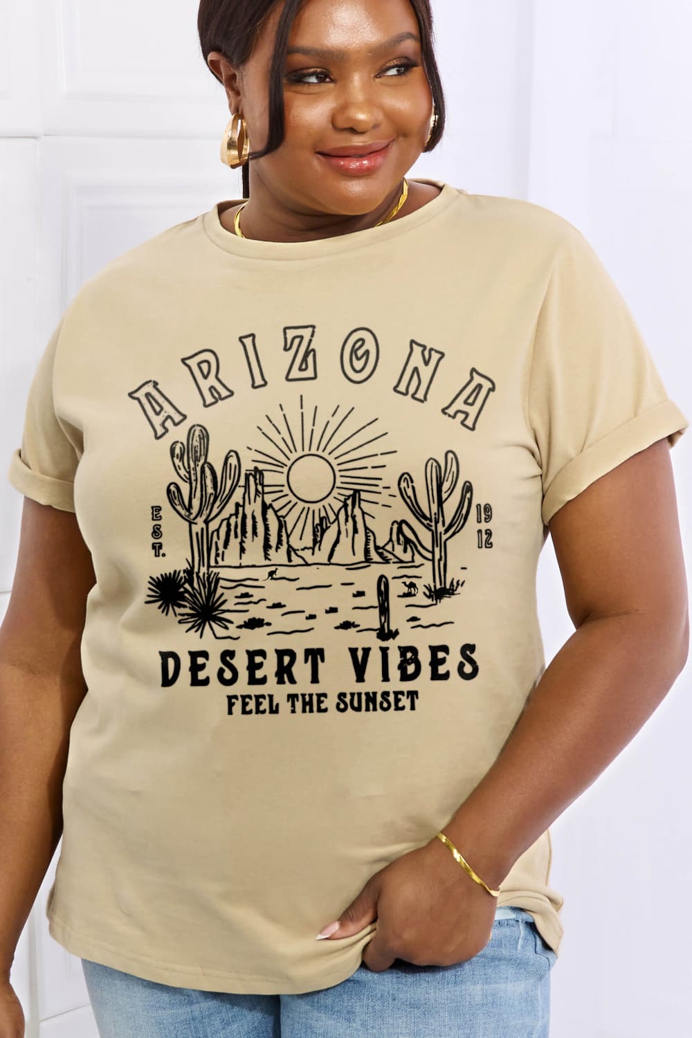 Simply Love Simply Love Full Size ARIZONA DESERT VIBES FEEL THE SUNSET Graphic Cotton Tee