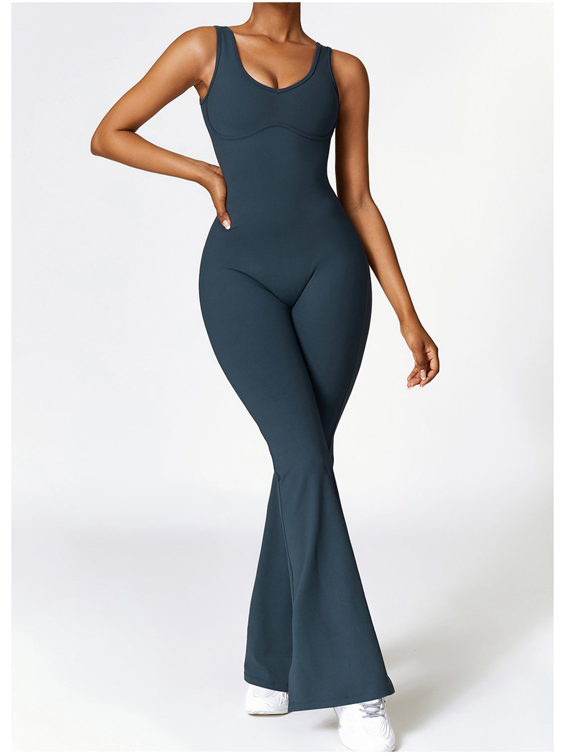 Wide Strap Bootcut Slit Active Jumpsuit