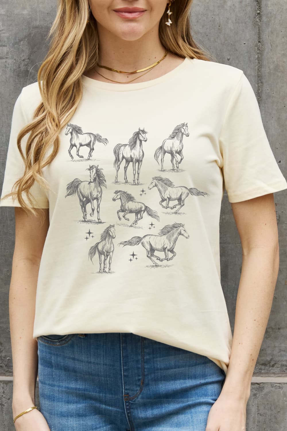 Simply Love Horse Graphic Cotton T-Shirt