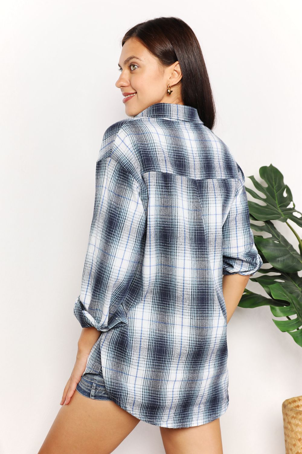 Plaid Dropped Shoulder Shirt