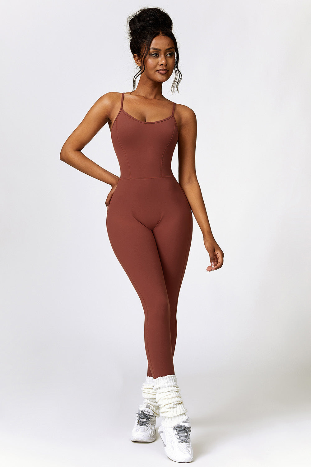 Basic Bae Open Back Spaghetti Strap Active Jumpsuit