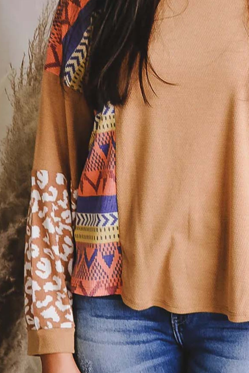 Printed Round Neck Long Sleeve T-Shirt