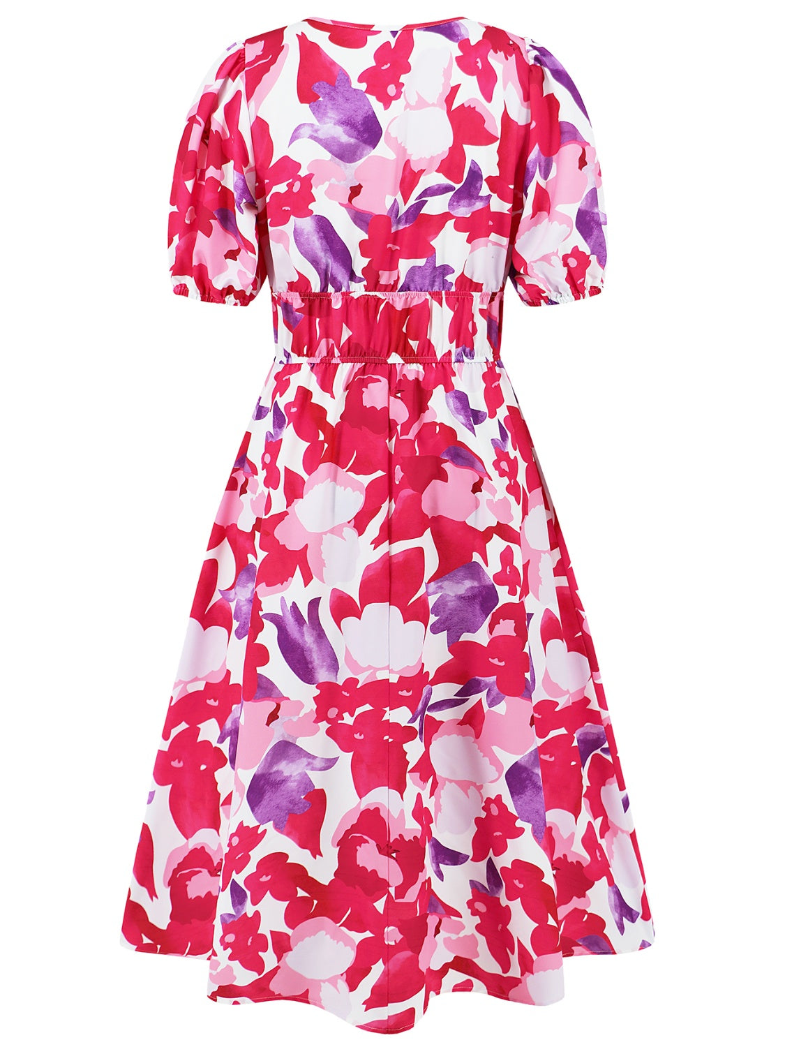 Ruched Printed Surplice Short Sleeve Dress