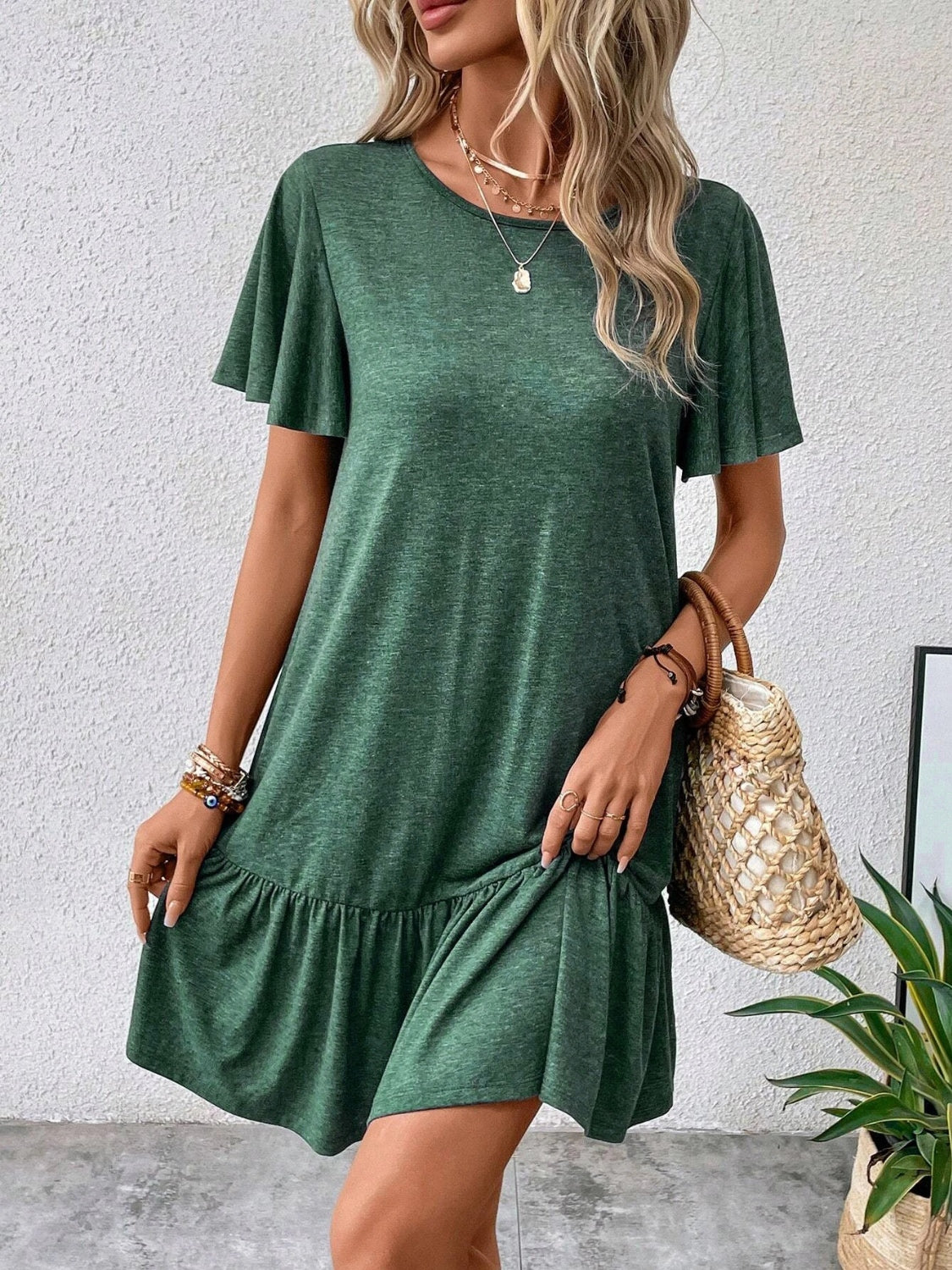 Round Neck Short Sleeve Tee Dress