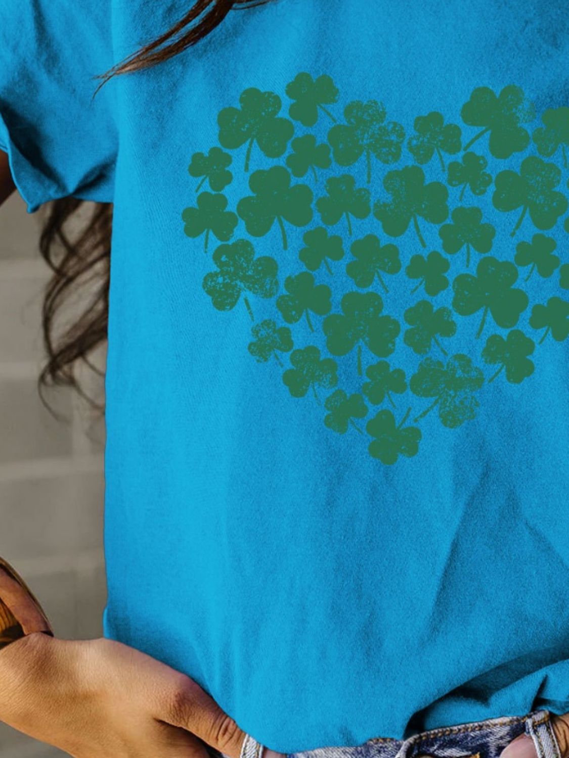 Full Size Lucky Clover Round Neck Short Sleeve T-Shirt