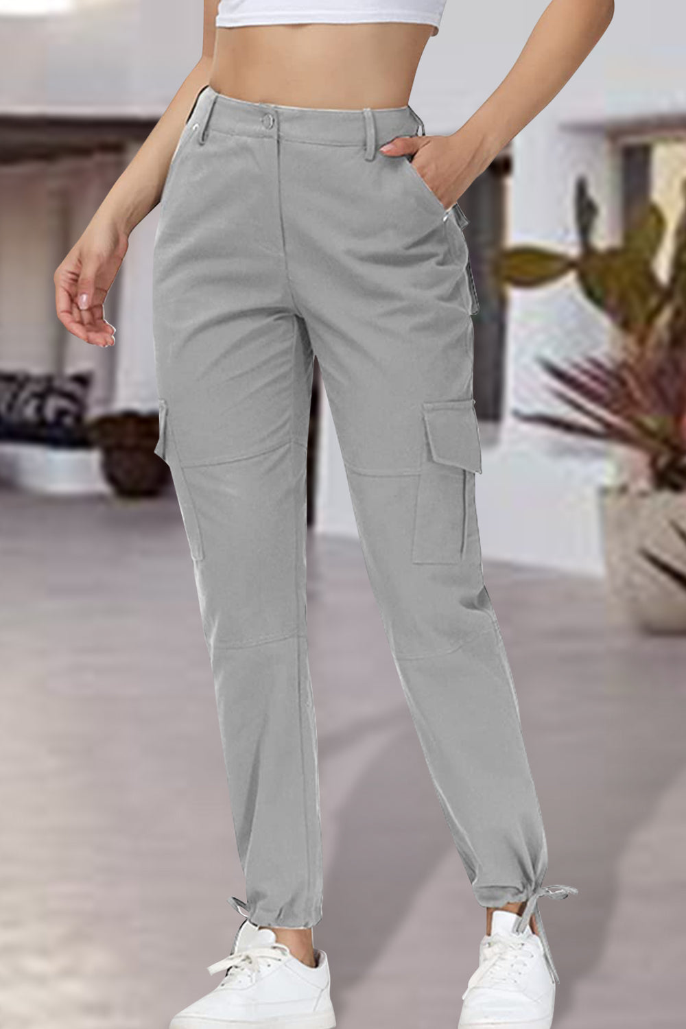 Full Size High Waist Pants with Pockets